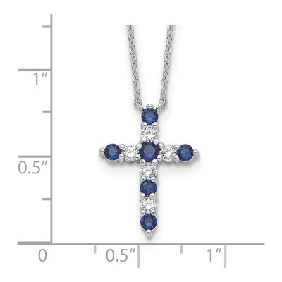 Sterling Silver CZ September Birthstone Cross Necklace – view 5