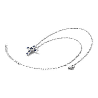 Sterling Silver CZ September Birthstone Cross Necklace – view 6