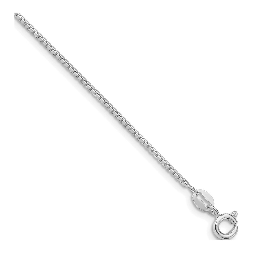 22 Inch Sterling Silver Rhodium-Plated 1.25mm 8 Sided Box Chain Necklace with Spring Ring Clasp