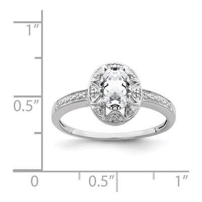 Sterling Silver White Topaz & Diamond Ring – view 3