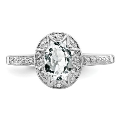 Sterling Silver White Topaz & Diamond Ring – view 5
