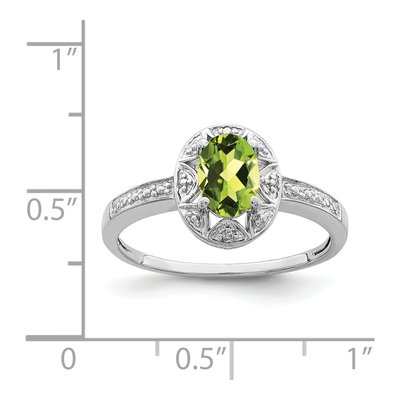 Sterling Silver Peridot & Diamond Oval Ring – view 2