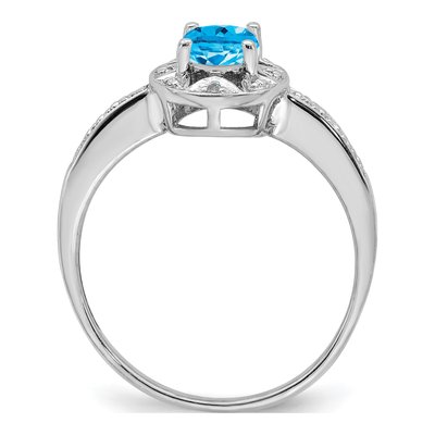 Sterling Silver Swiss Blue Topaz & Diamond Ring – view 2