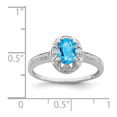 Sterling Silver Swiss Blue Topaz & Diamond Ring – view 3