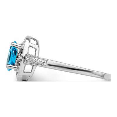 Sterling Silver Swiss Blue Topaz & Diamond Ring – view 4