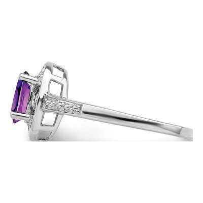 Sterling Silver Amethyst & Diamond Oval Ring – view 3