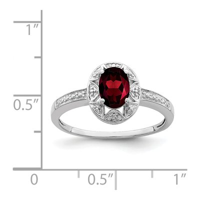 Sterling Silver Garnet & Diamond Ring – view 2