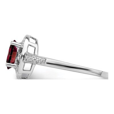 Sterling Silver Garnet & Diamond Ring – view 3