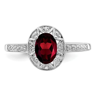Sterling Silver Garnet & Diamond Ring – view 4