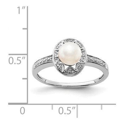 Sterling Silver Freshwater Cultured Pearl & Diamond Ring – view 4