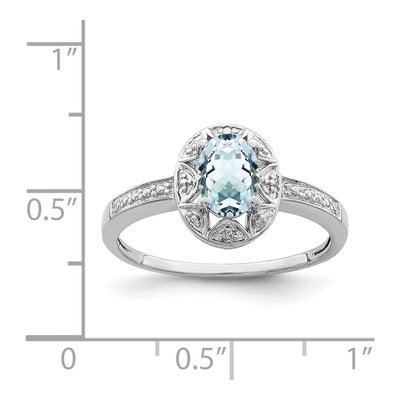 Sterling Silver Aquamarine & Diamond Ring – view 3
