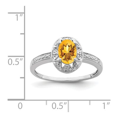 Sterling Silver Citrine & Diamond Ring – view 3