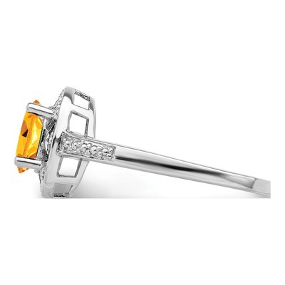 Sterling Silver Citrine & Diamond Ring – view 4
