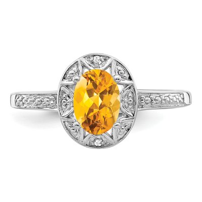 Sterling Silver Citrine & Diamond Ring – view 5