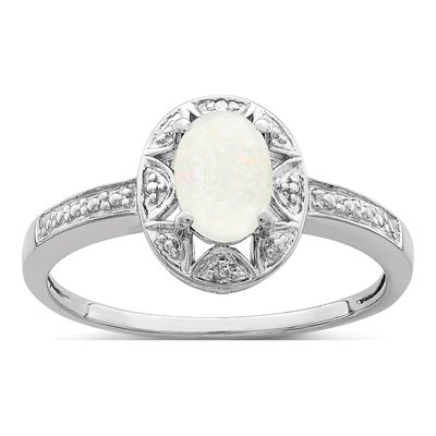 Sterling Silver Diamond Birthstone Ring