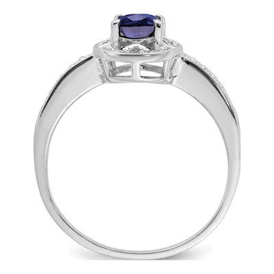 Sterling Silver Lab-Created Sapphire & Diamond Ring – view 3