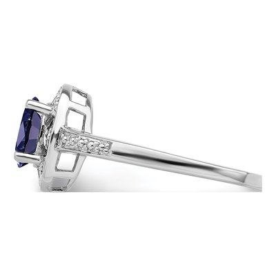 Sterling Silver Lab-Created Sapphire & Diamond Ring – view 4