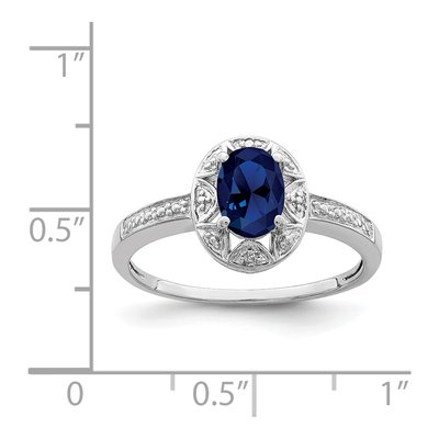 Sterling Silver Lab-Created Sapphire & Diamond Ring – view 5