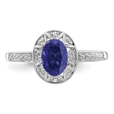 Sterling Silver Lab-Created Sapphire & Diamond Ring – view 6