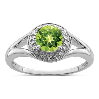 Sterling Silver Peridot & Diamond Ring