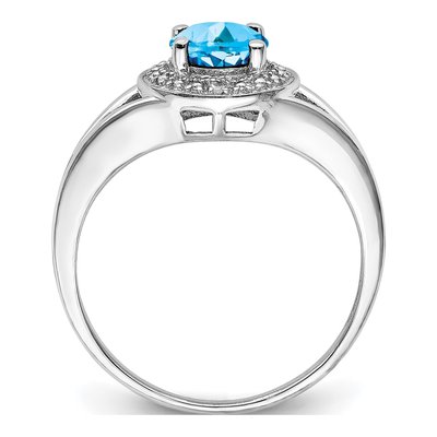 Sterling Silver Swiss Blue Topaz & Diamond Ring – view 3