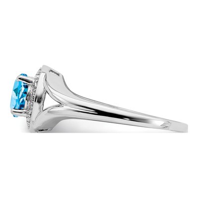 Sterling Silver Swiss Blue Topaz & Diamond Ring – view 4