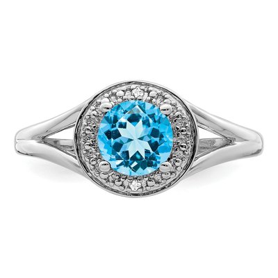 Sterling Silver Swiss Blue Topaz & Diamond Ring – view 5