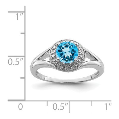 Sterling Silver Swiss Blue Topaz & Diamond Ring – view 6