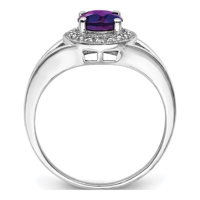 Sterling Silver Amethyst & Diamond Ring – view 3