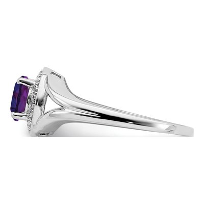 Sterling Silver Amethyst & Diamond Ring – view 4
