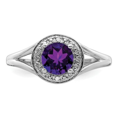 Sterling Silver Amethyst & Diamond Ring – view 5