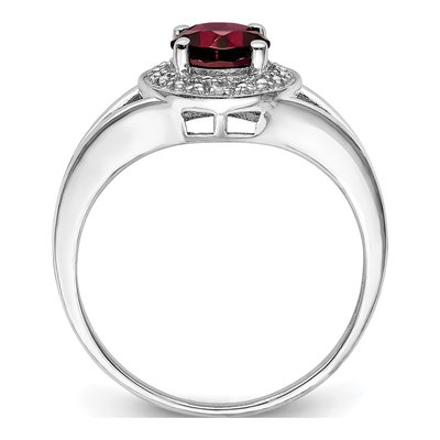 Sterling Silver Garnet & Diamond Ring – view 3