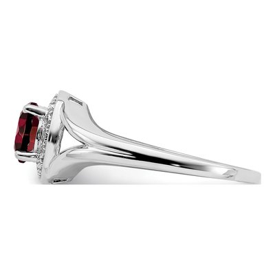Sterling Silver Garnet & Diamond Ring – view 4