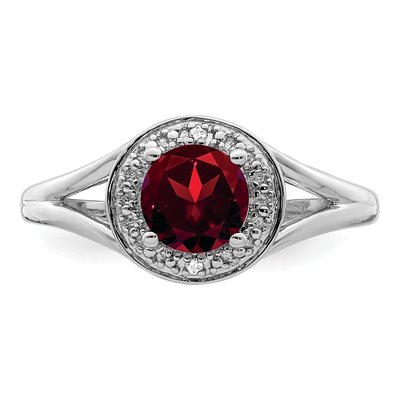 Sterling Silver Garnet & Diamond Ring – view 5