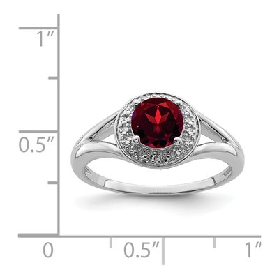 Sterling Silver Garnet & Diamond Ring – view 6