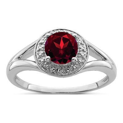 Sterling Silver Garnet & Diamond Ring