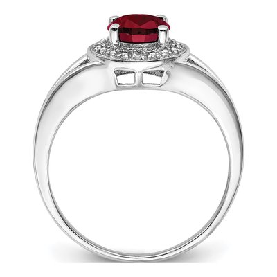 Sterling Silver Lab Ruby & Diamond Ring | July Birthstone – view 3