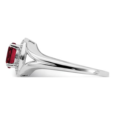 Sterling Silver Lab Ruby & Diamond Ring | July Birthstone – view 4