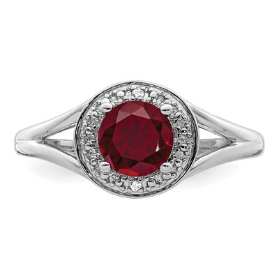 Sterling Silver Lab Ruby & Diamond Ring | July Birthstone – view 5