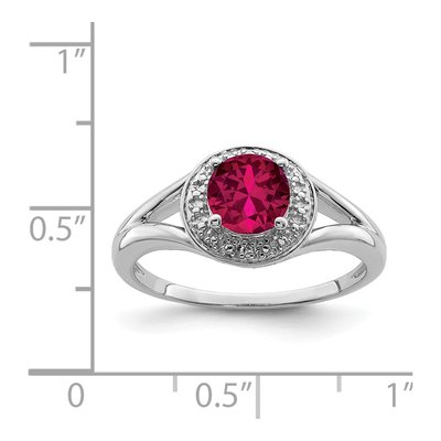 Sterling Silver Lab Ruby & Diamond Ring | July Birthstone – view 6