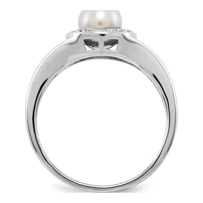 Sterling Silver Freshwater Cultured Pearl & Diamond Ring – view 3