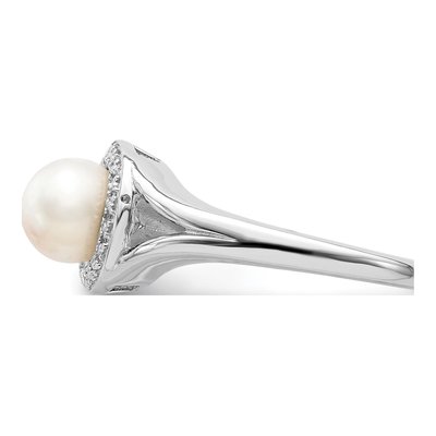 Sterling Silver Freshwater Cultured Pearl & Diamond Ring – view 4
