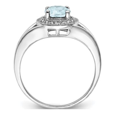 Sterling Silver Aquamarine & Diamond Ring – view 3