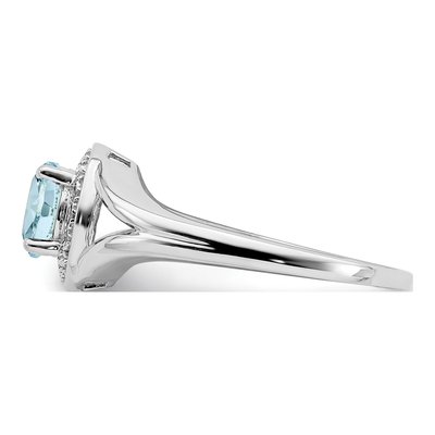 Sterling Silver Aquamarine & Diamond Ring – view 4