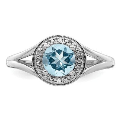 Sterling Silver Aquamarine & Diamond Ring – view 5