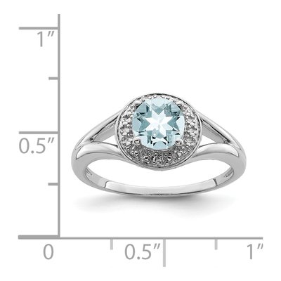 Sterling Silver Aquamarine & Diamond Ring – view 6