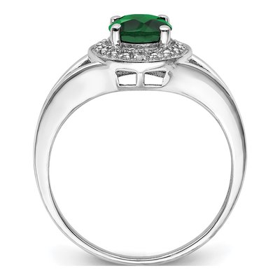 Sterling Silver Lab-Created Emerald & Diamond Ring – view 3