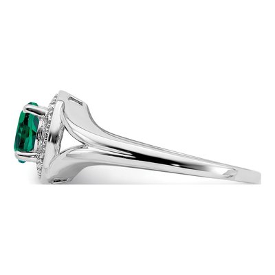 Sterling Silver Lab-Created Emerald & Diamond Ring – view 4