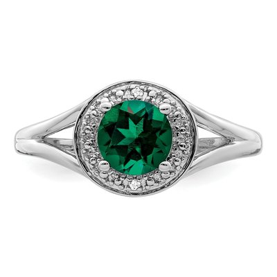 Sterling Silver Lab-Created Emerald & Diamond Ring – view 5
