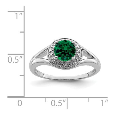 Sterling Silver Lab-Created Emerald & Diamond Ring – view 6